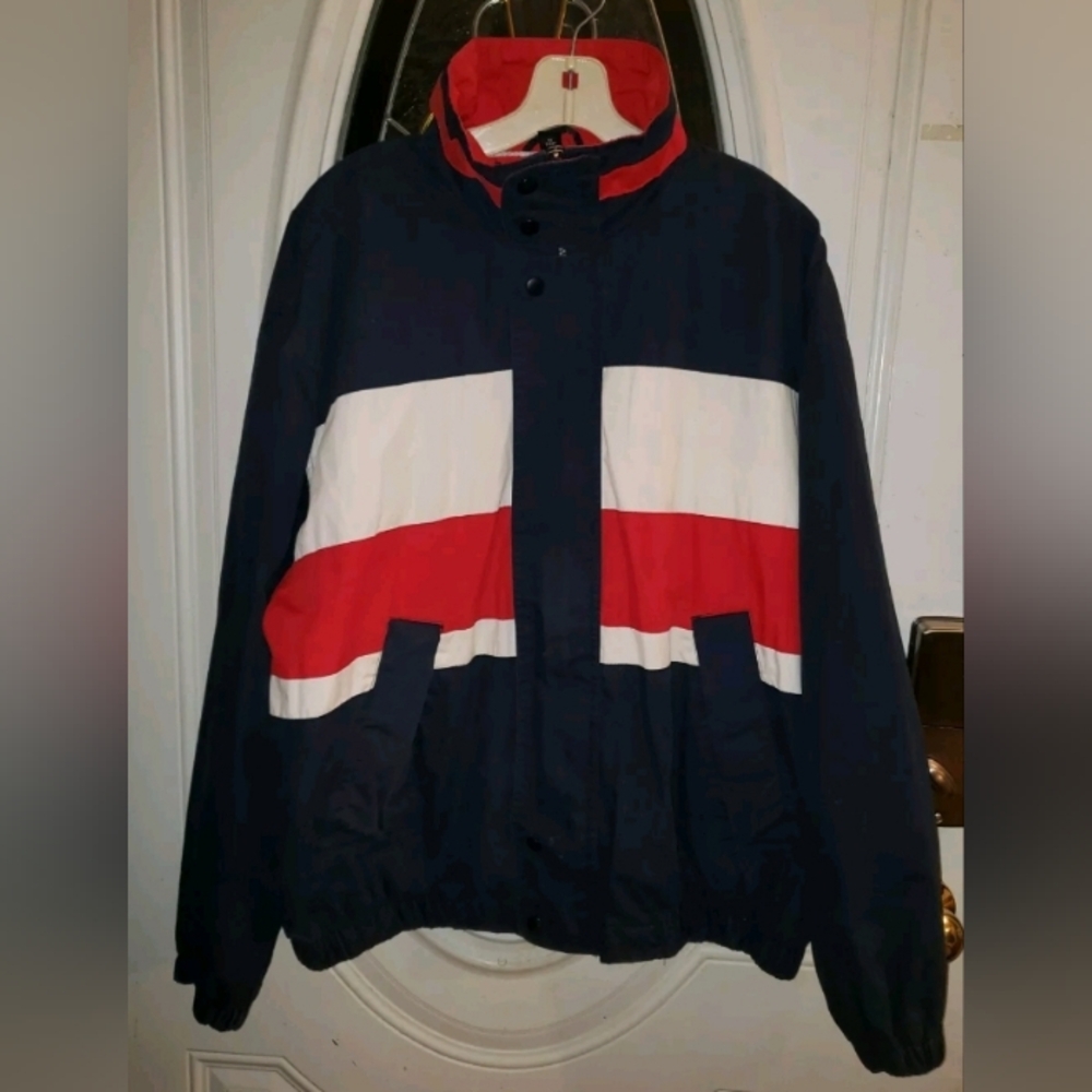 Vintage 1990s North Bay Golf Windbreaker Jacket Hidden Hood